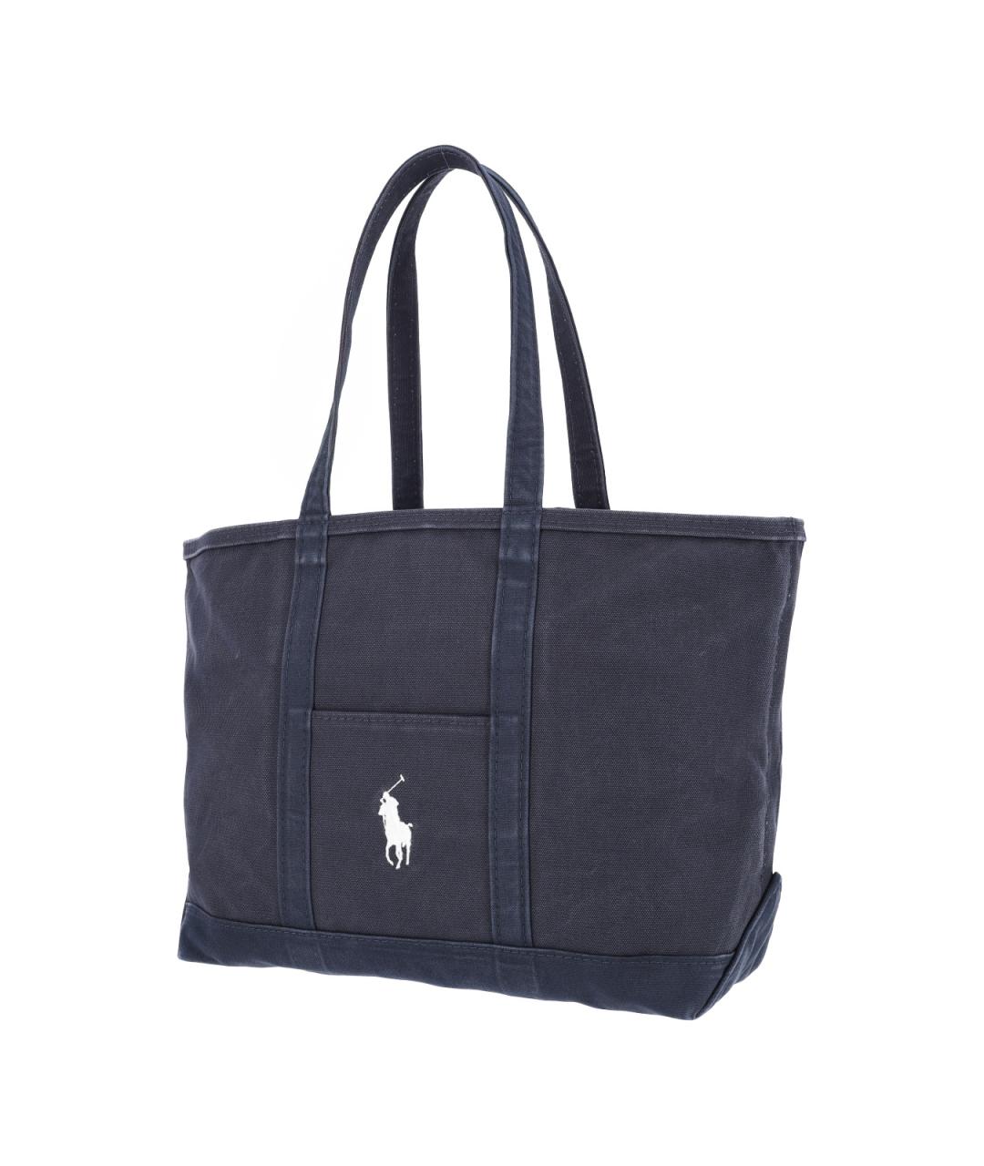 POLO RALPH LAUREN Синяя хлопковая сумка тоут, фото 2