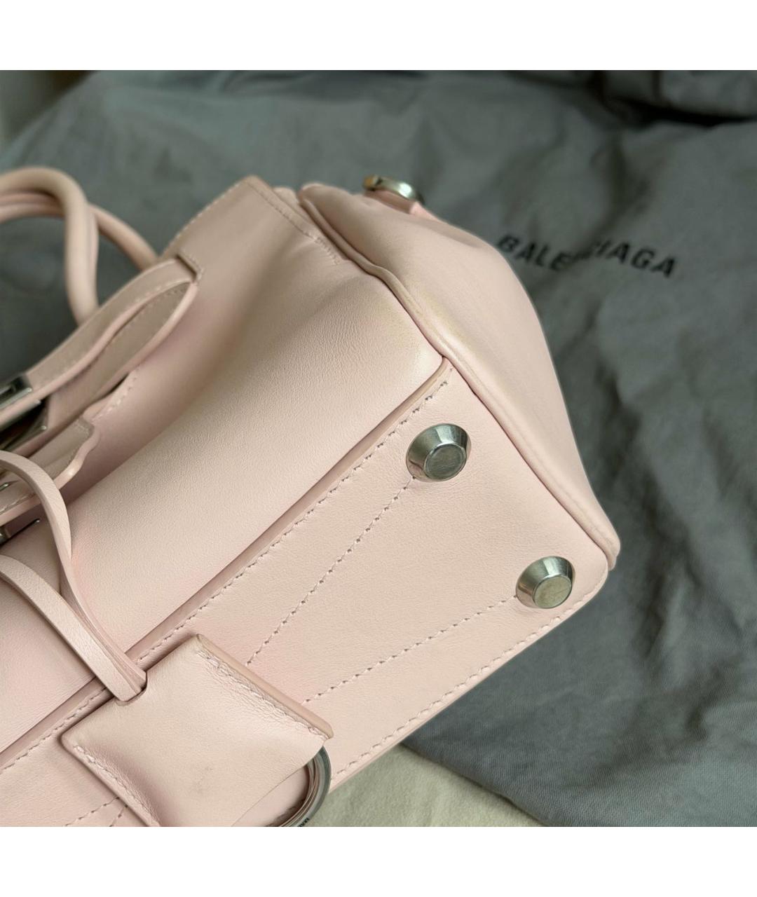 BALENCIAGA Розовая кожаная сумка с короткими ручками, фото 6