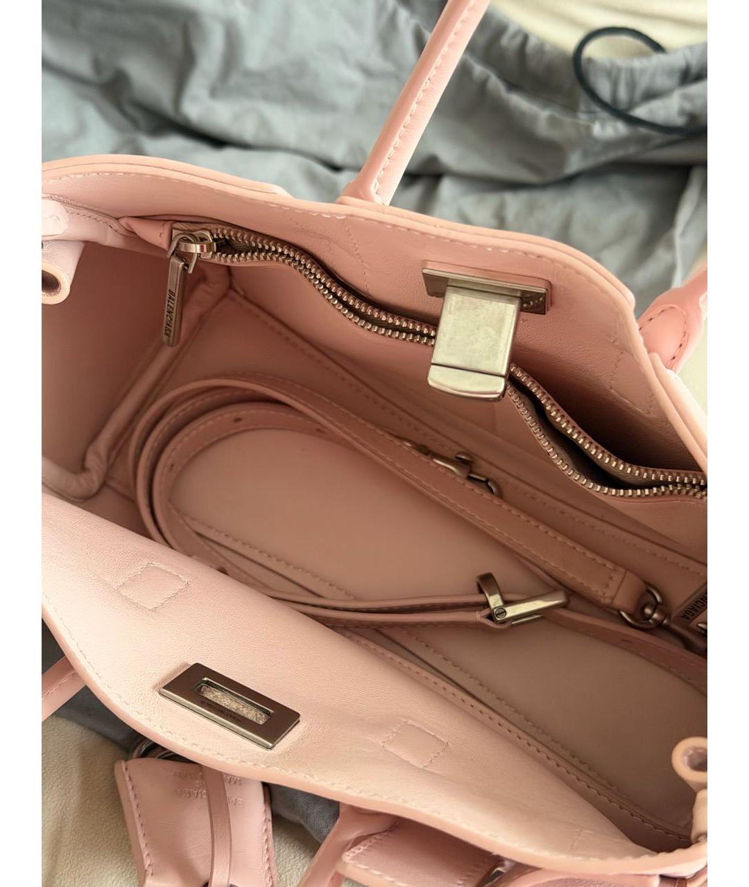 BALENCIAGA Розовая кожаная сумка с короткими ручками, фото 3