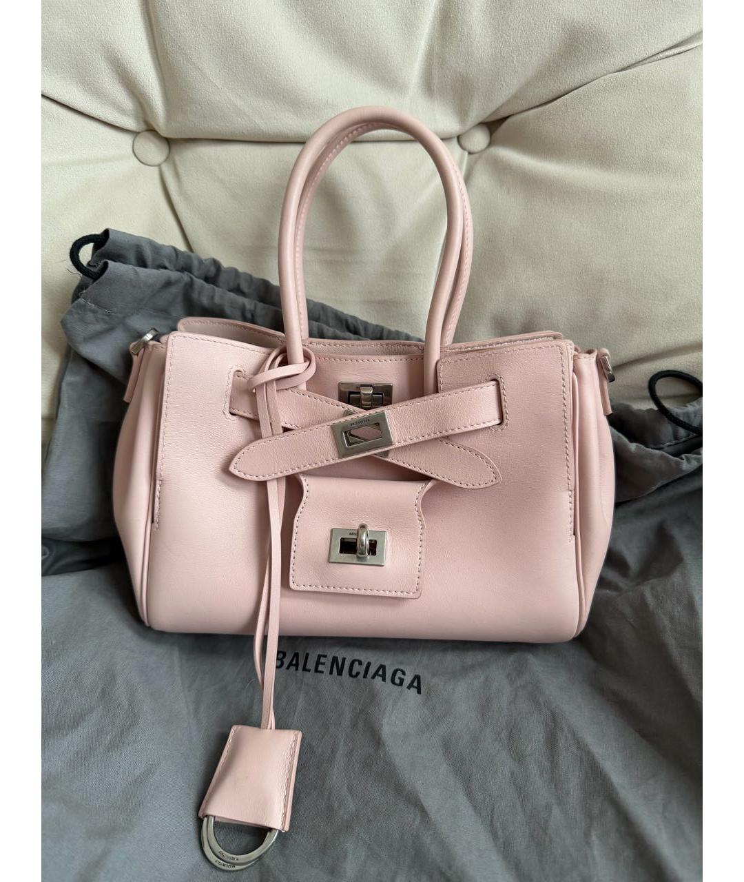 BALENCIAGA Розовая кожаная сумка с короткими ручками, фото 8