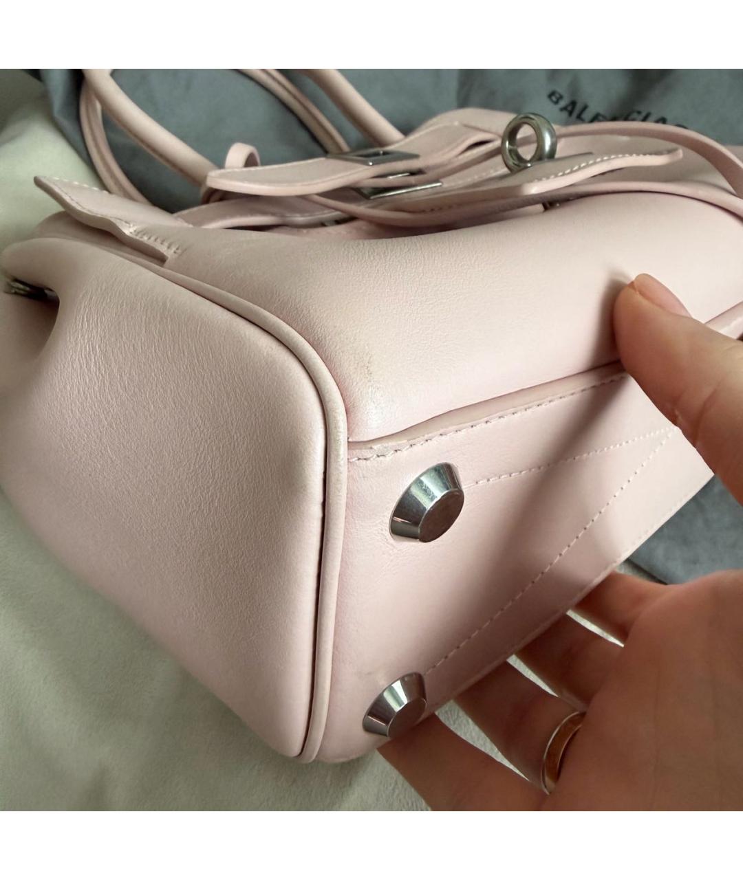 BALENCIAGA Розовая кожаная сумка с короткими ручками, фото 7