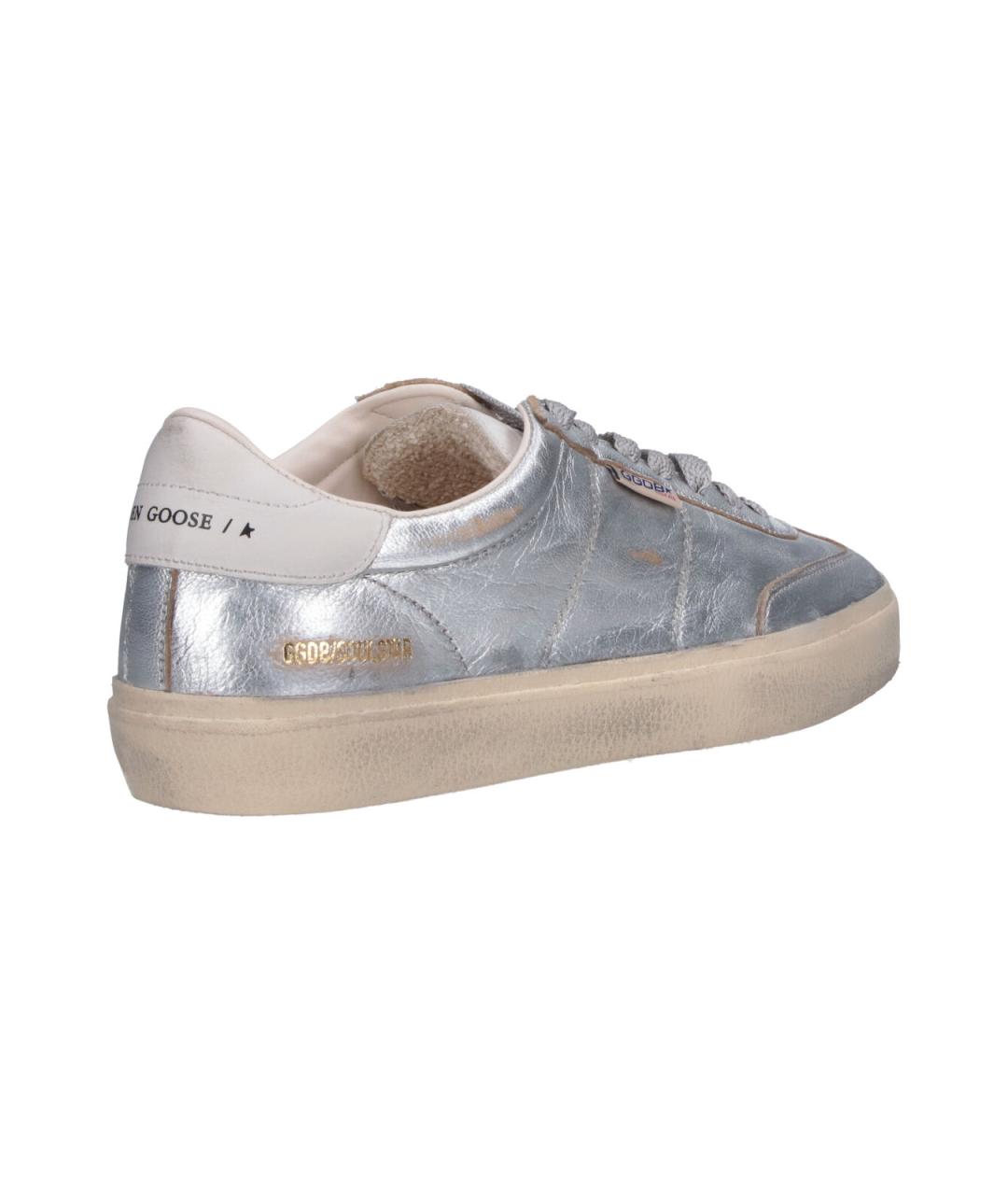 GOLDEN GOOSE Серебряные кожаные низкие кроссовки / кеды, фото 4
