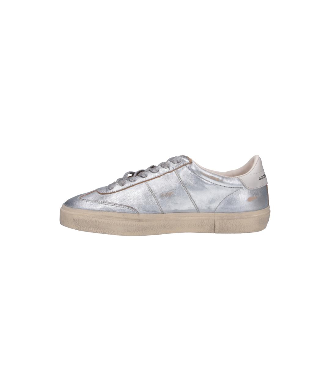 GOLDEN GOOSE Серебряные кожаные низкие кроссовки / кеды, фото 3