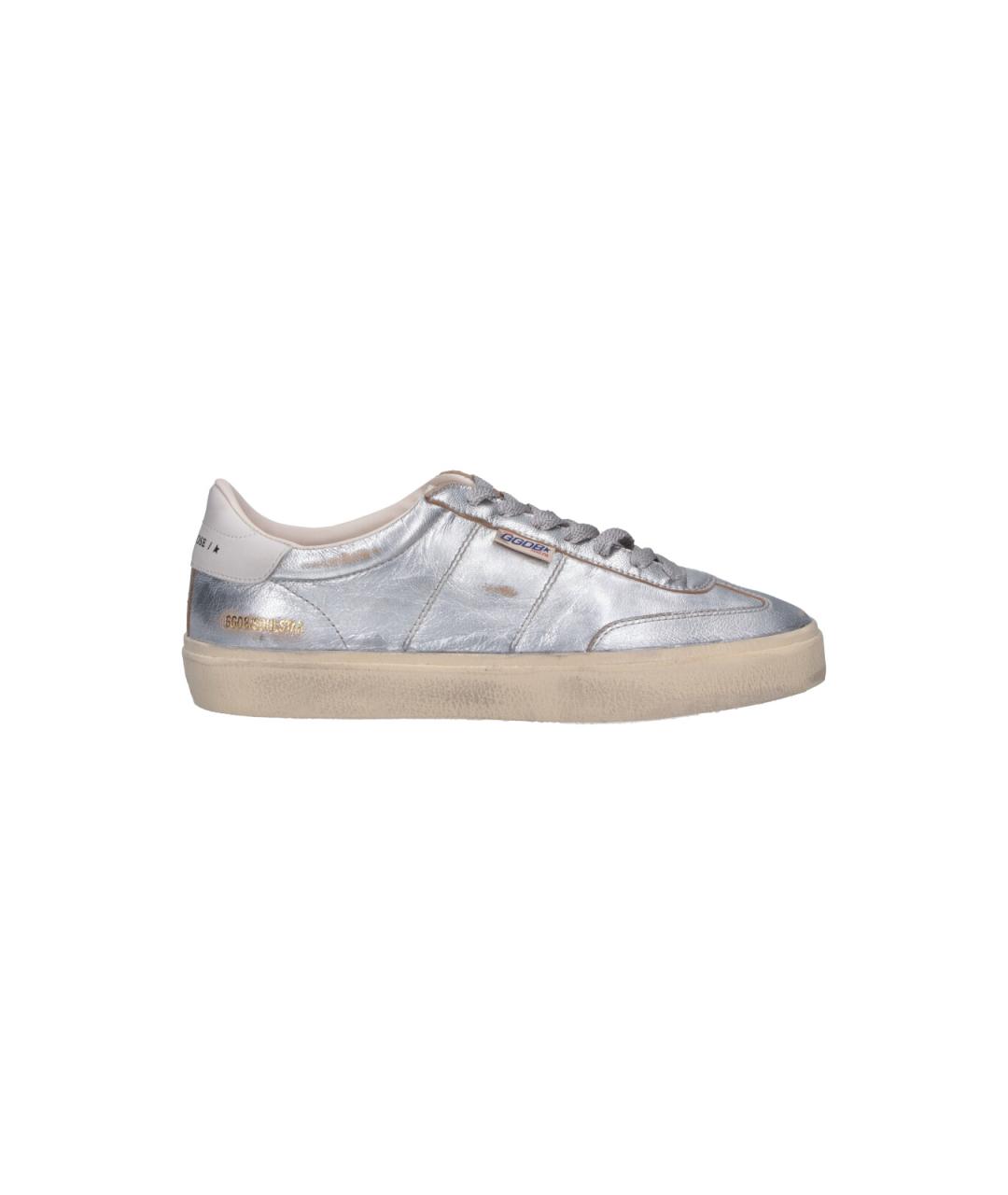 GOLDEN GOOSE Серебряные кожаные низкие кроссовки / кеды, фото 1