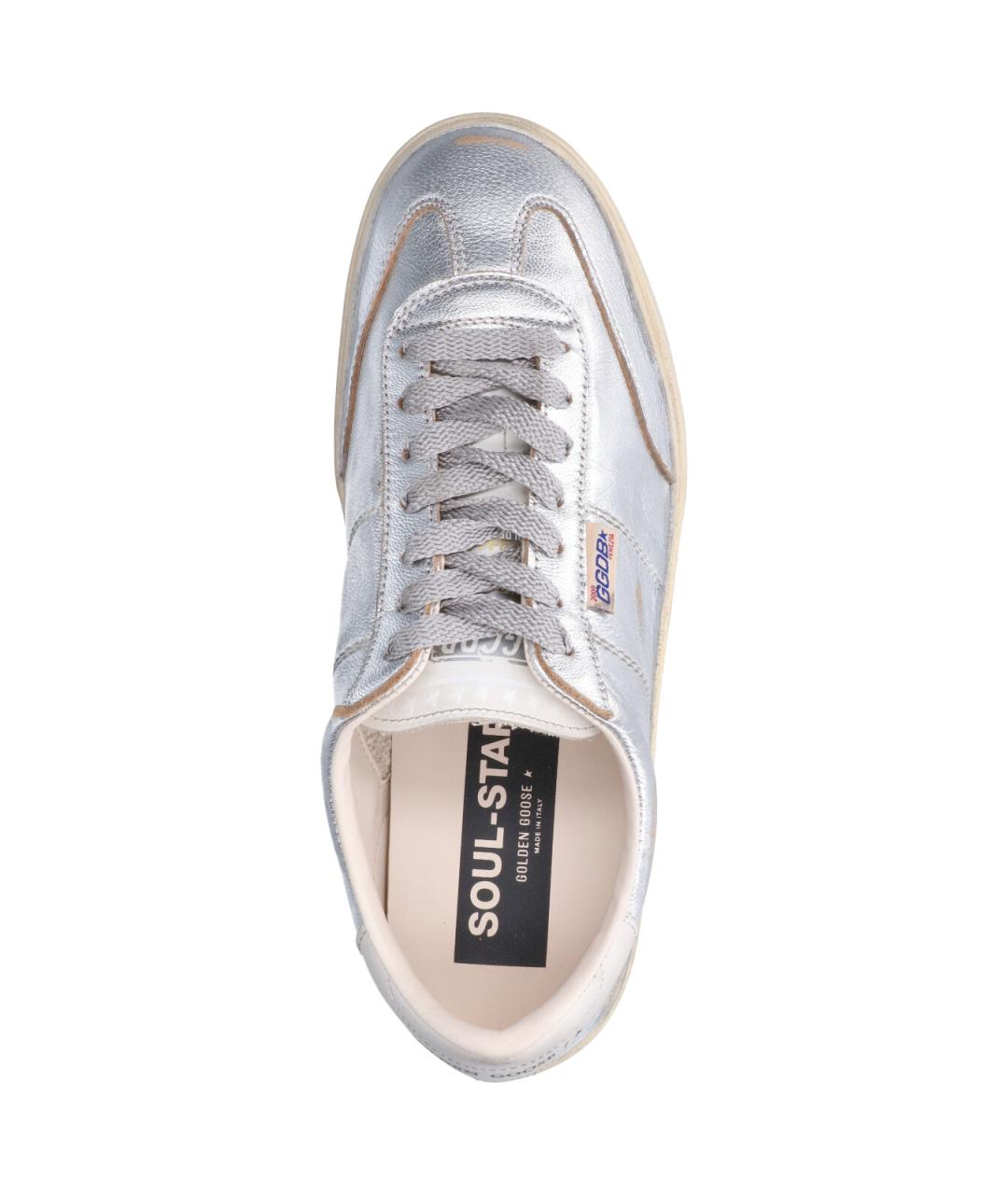 GOLDEN GOOSE Серебряные кожаные низкие кроссовки / кеды, фото 5