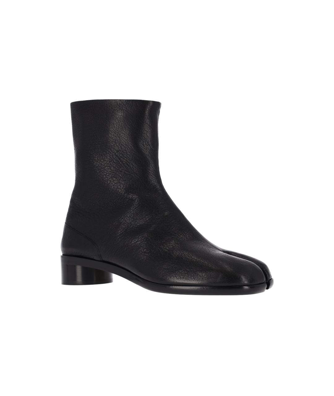 MAISON MARGIELA Черные кожаные высокие ботинки, фото 2