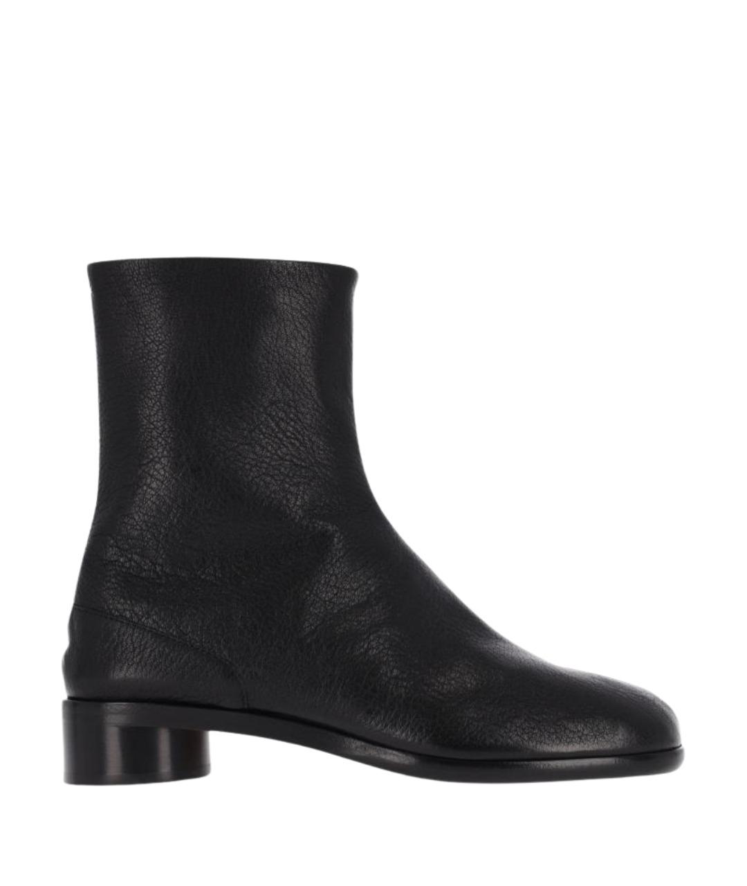 MAISON MARGIELA Черные кожаные высокие ботинки, фото 1