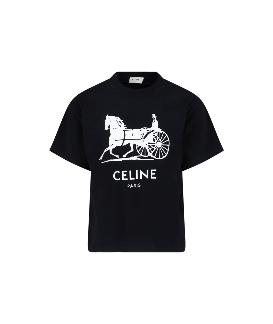 CELINE Черная хлопковая футболка, фото 1