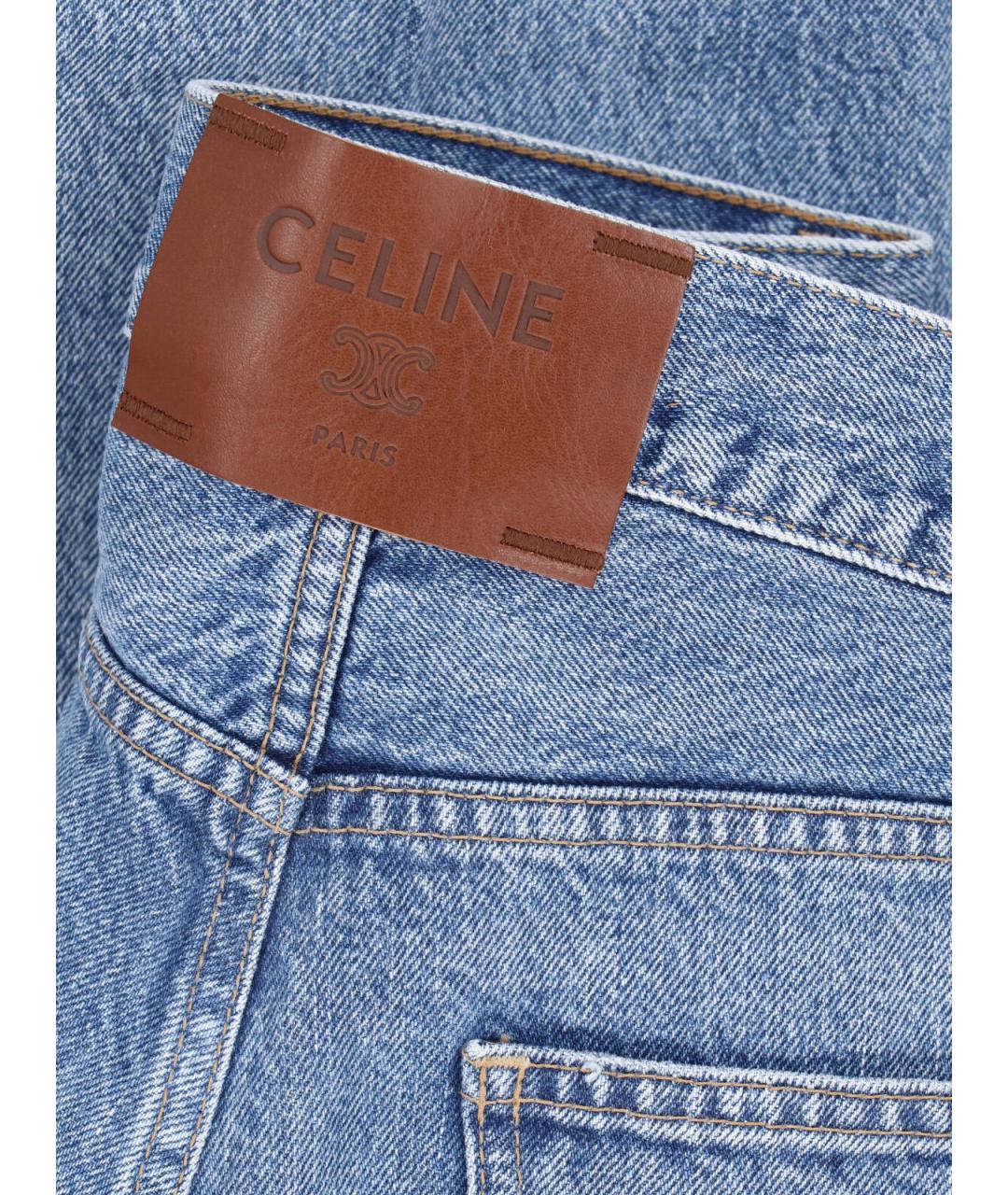 CELINE Синие хлопковые прямые джинсы, фото 5