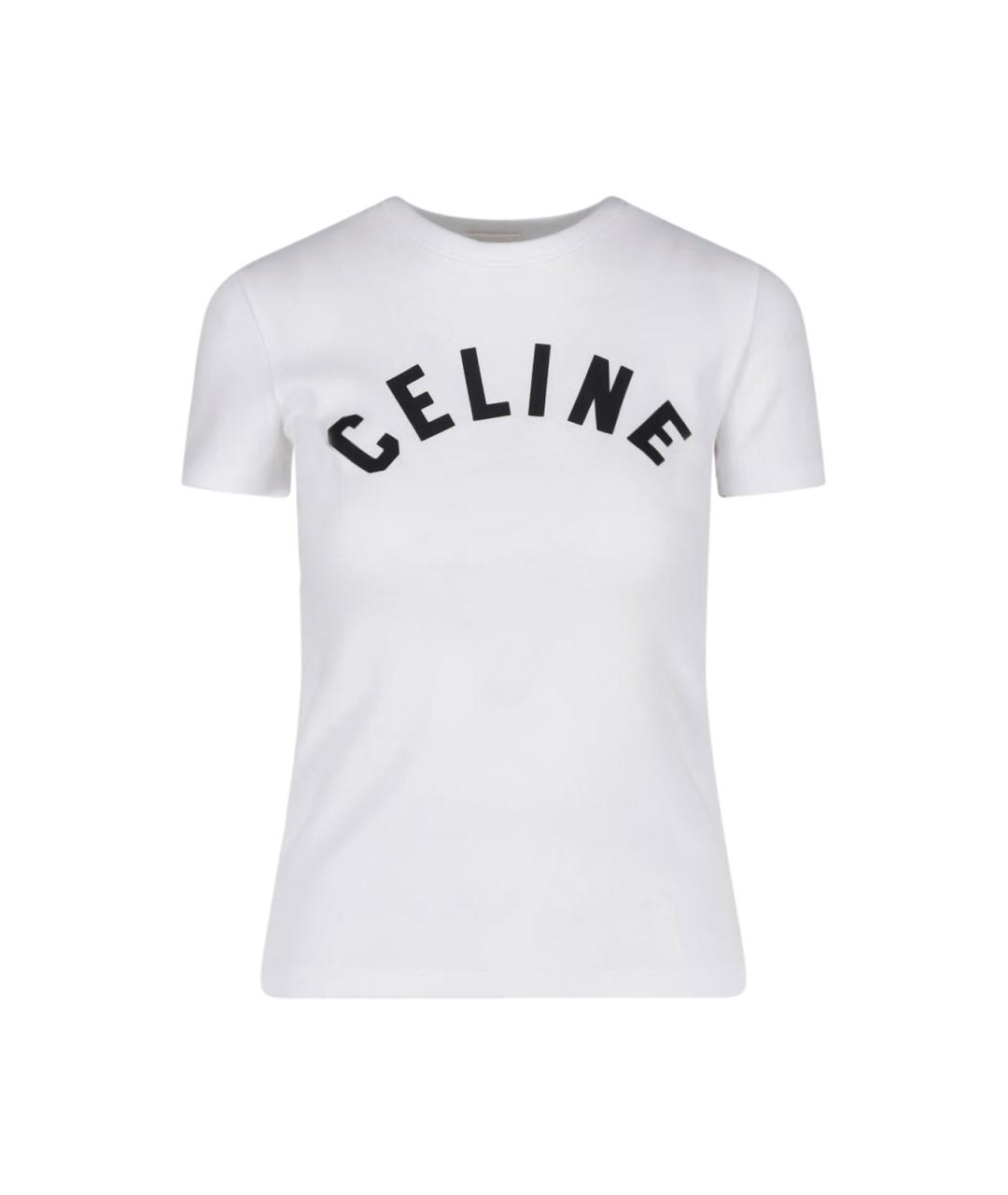CELINE Белая хлопковая футболка, фото 1