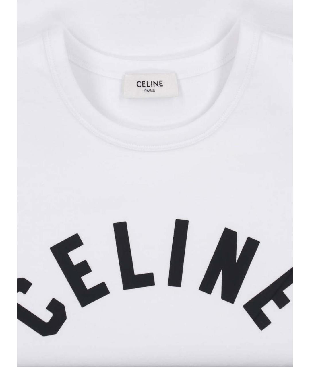 CELINE Белая хлопковая футболка, фото 3