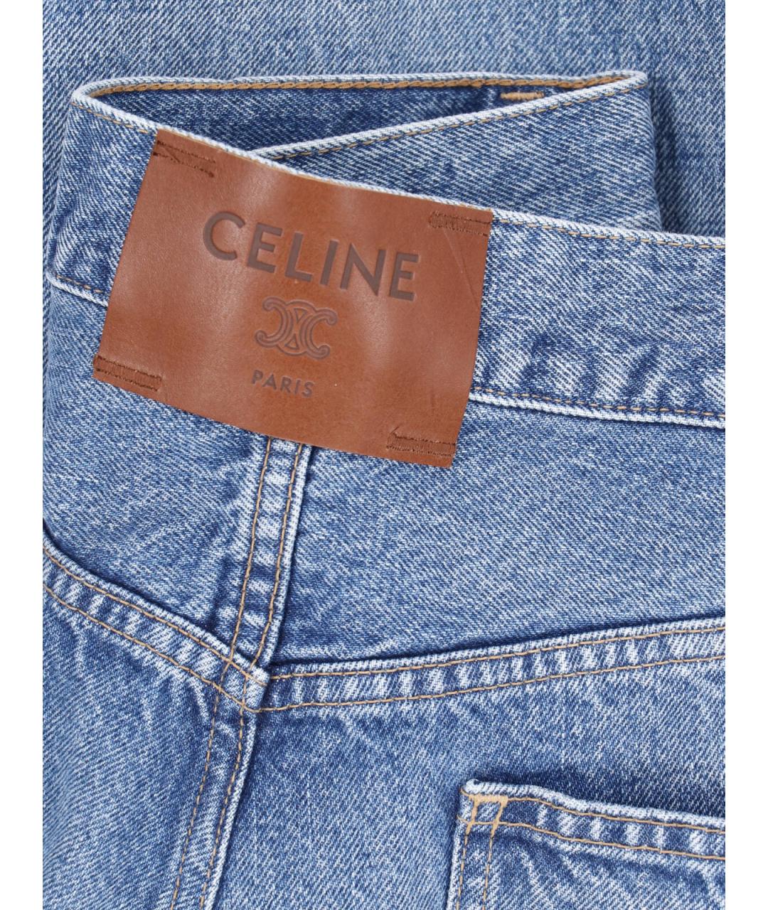 CELINE Синие хлопковые прямые джинсы, фото 5