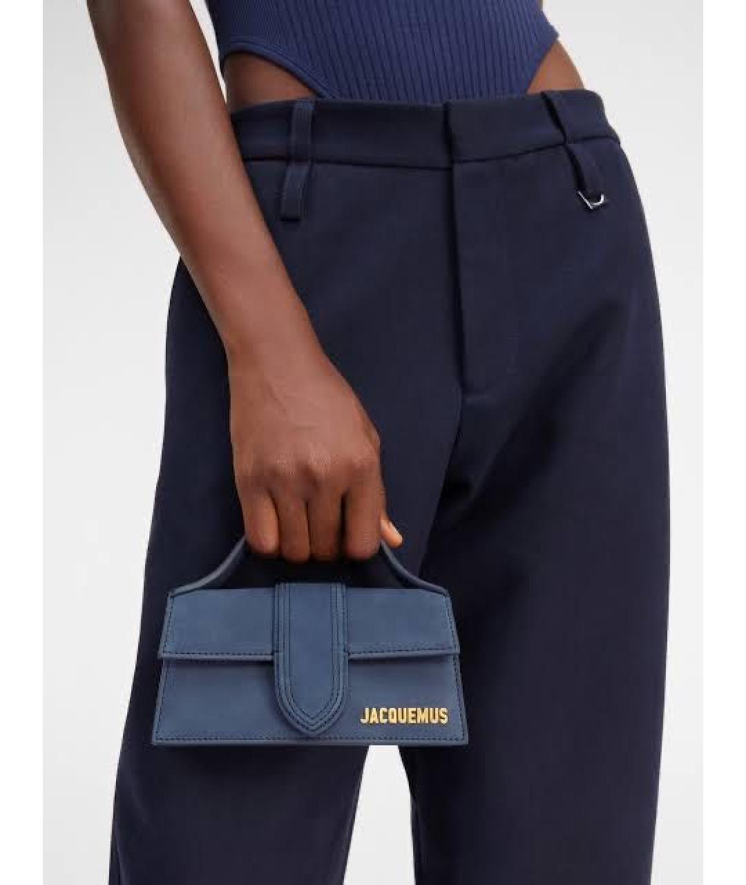 JACQUEMUS Темно-синяя замшевая сумка с короткими ручками, фото 6