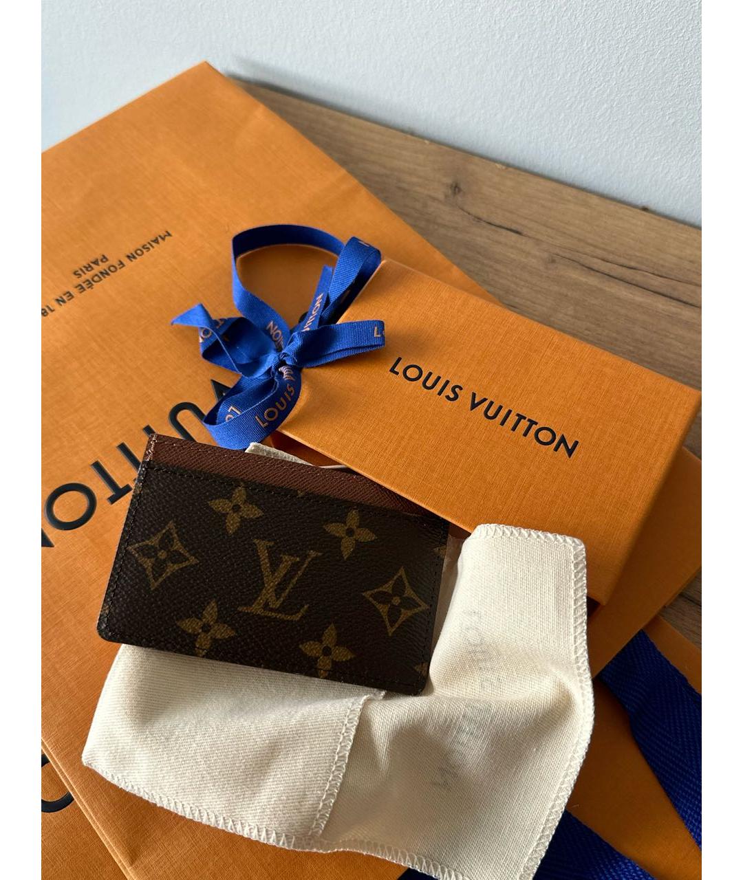 LOUIS VUITTON Коричневый кардхолдер, фото 3