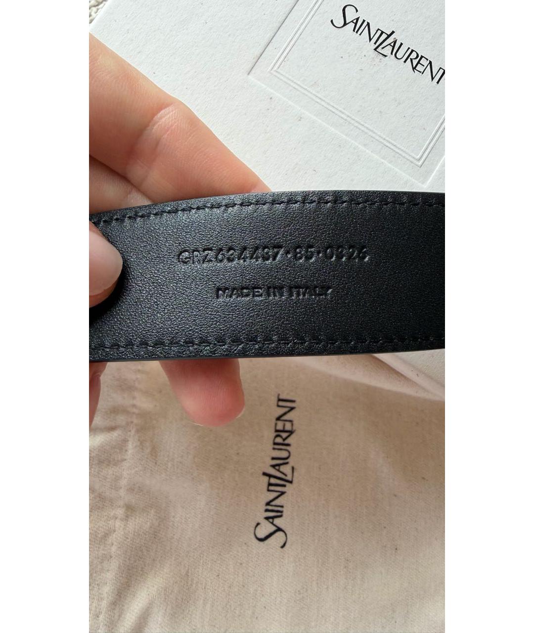SAINT LAURENT Черный кожаный ремень, фото 3