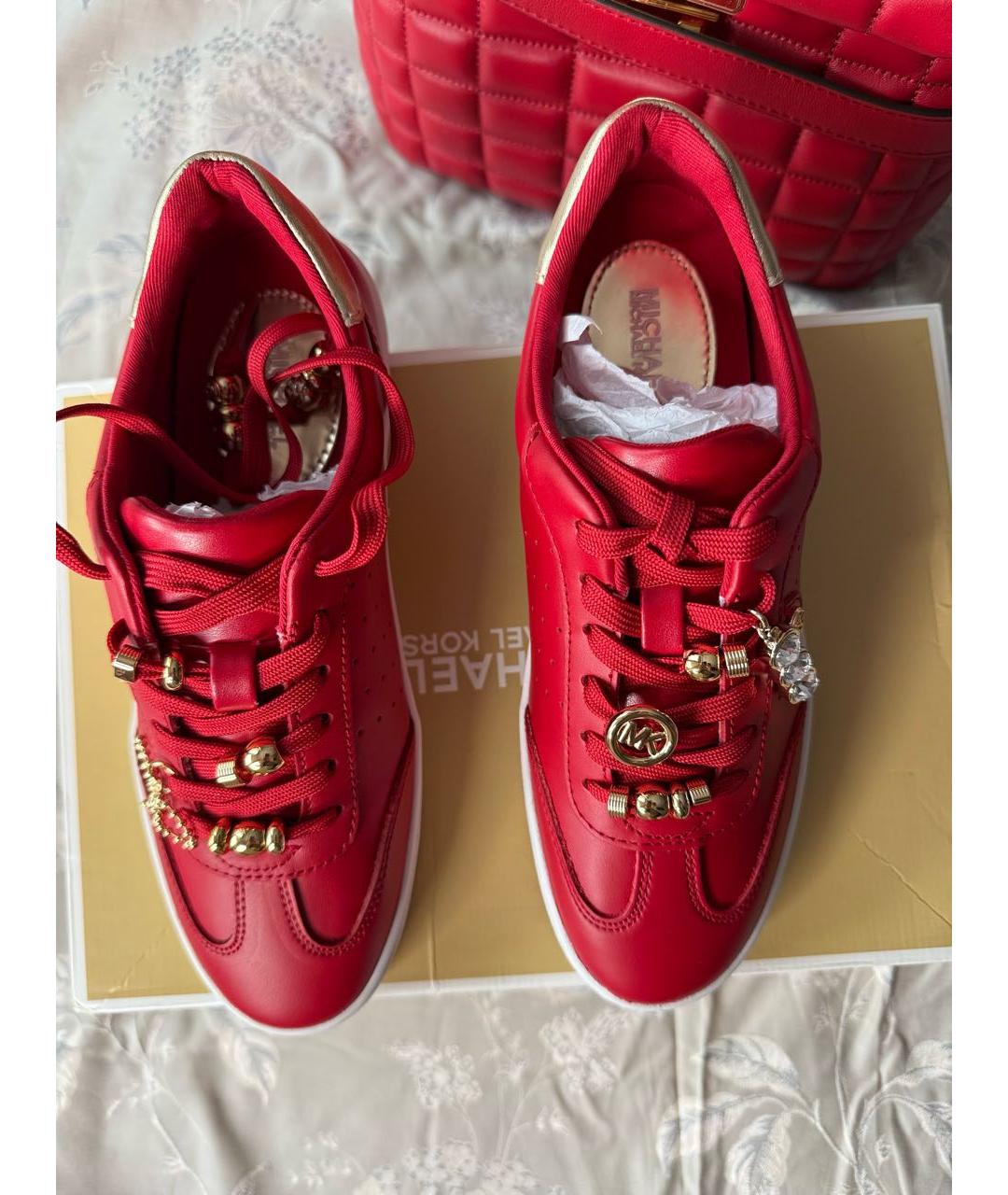 MICHAEL MICHAEL KORS Красные кожаные кеды, фото 3