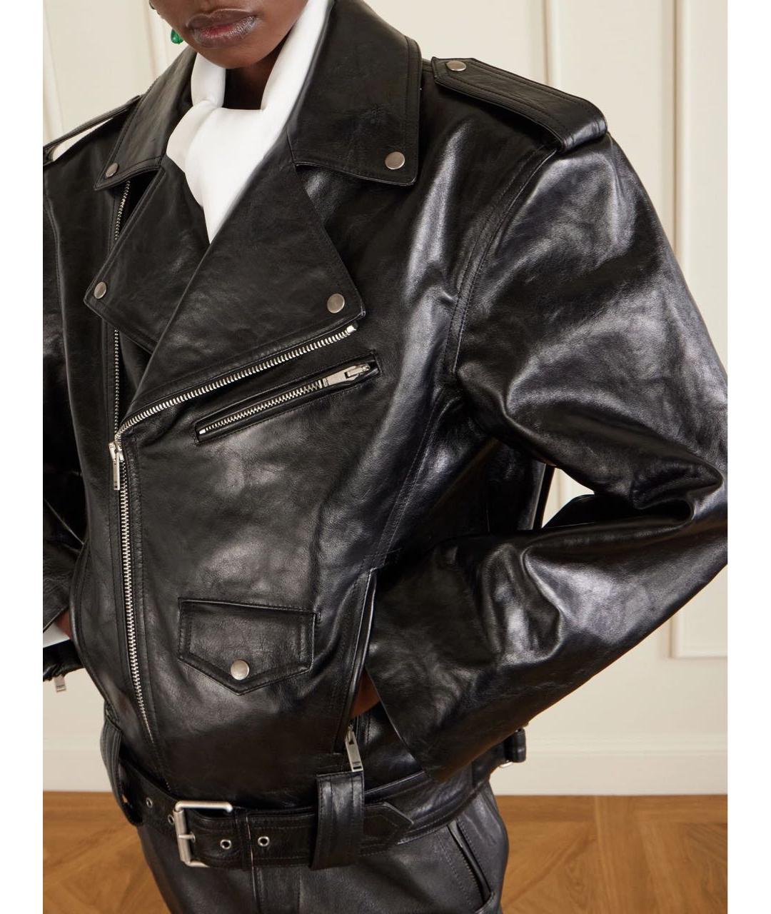 SAINT LAURENT Черная кожаная куртка, фото 3