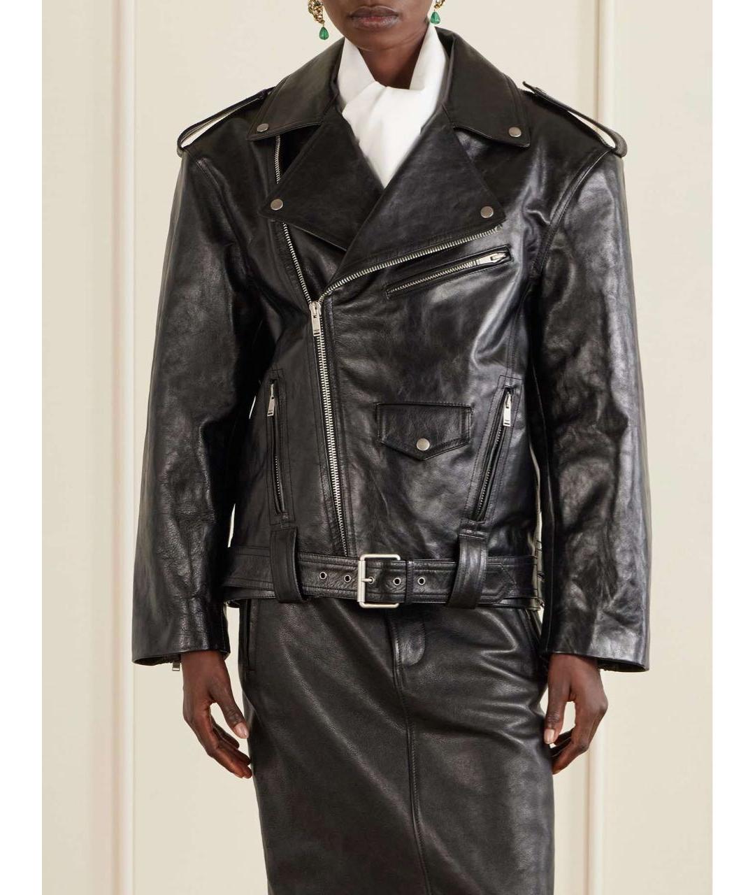SAINT LAURENT Черная кожаная куртка, фото 4