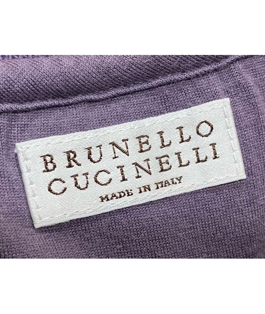 BRUNELLO CUCINELLI Фиолетовое хлопковое поло с коротким рукавом, фото 5