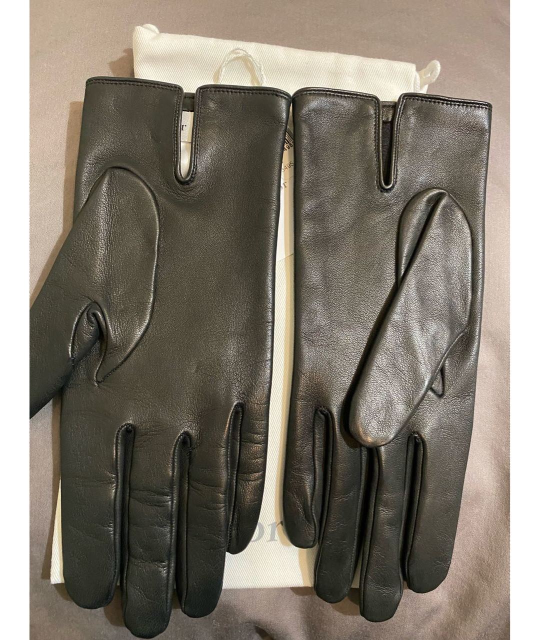 CHRISTIAN DIOR PRE-OWNED Черные кожаные перчатки, фото 2