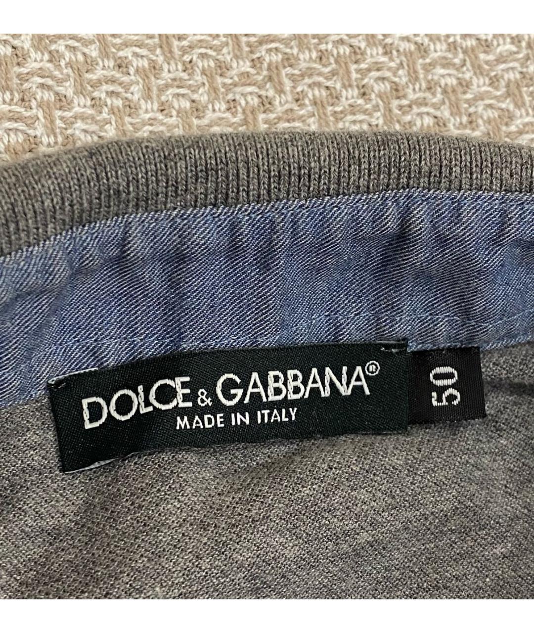 DOLCE&GABBANA Серое хлопковое поло с коротким рукавом, фото 6