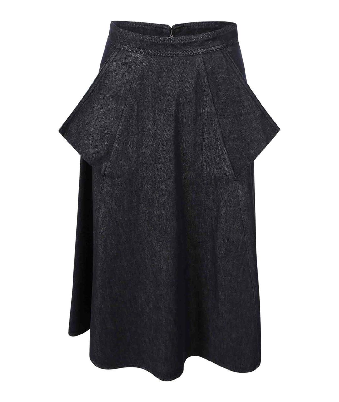 MAX MARA Синяя ацетатная юбка миди, фото 1