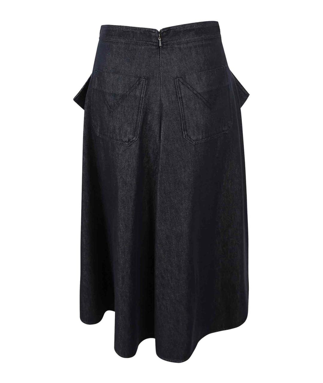 MAX MARA Синяя ацетатная юбка миди, фото 2