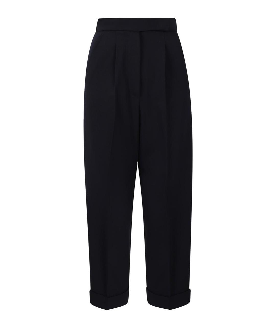 MAX MARA Синие шерстяные прямые брюки, фото 2