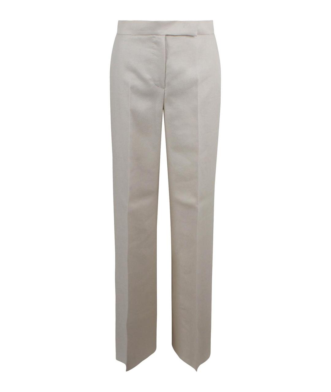 MAX MARA Бежевые льняные прямые брюки, фото 1