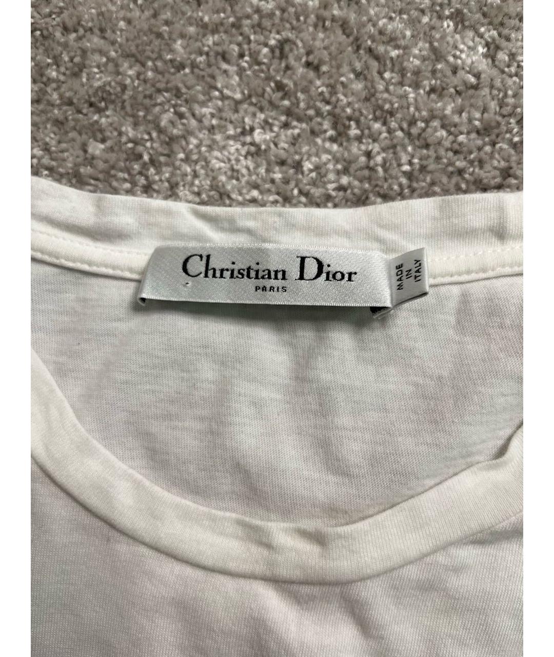 CHRISTIAN DIOR Белая хлопко-эластановая футболка, фото 3