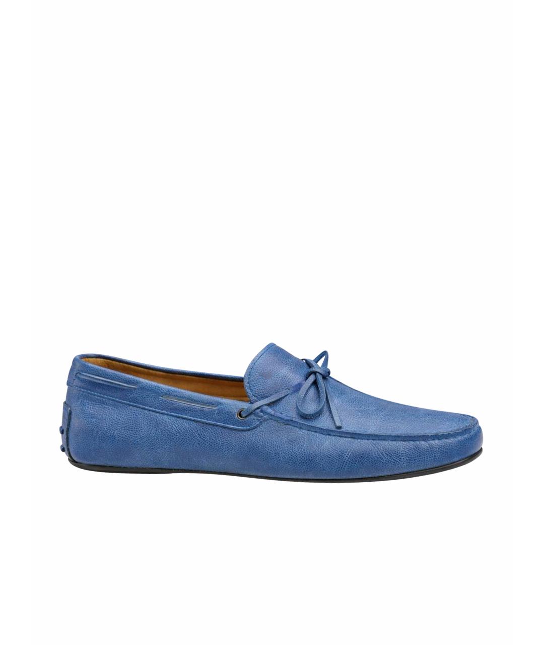 TOD'S Синие кожаные высокие ботинки, фото 1