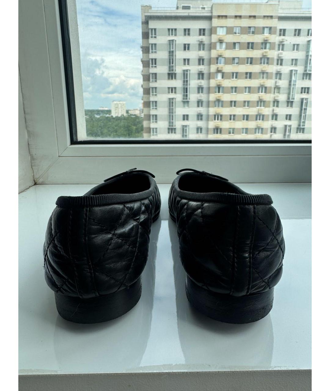 CHANEL Черные кожаные балетки, фото 4
