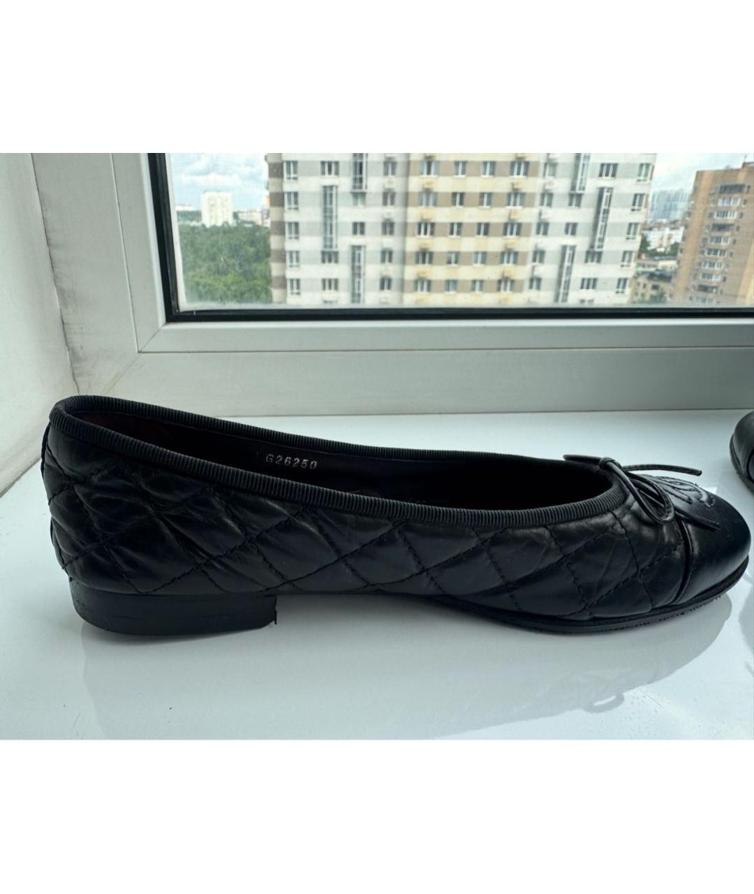 CHANEL Черные кожаные балетки, фото 8