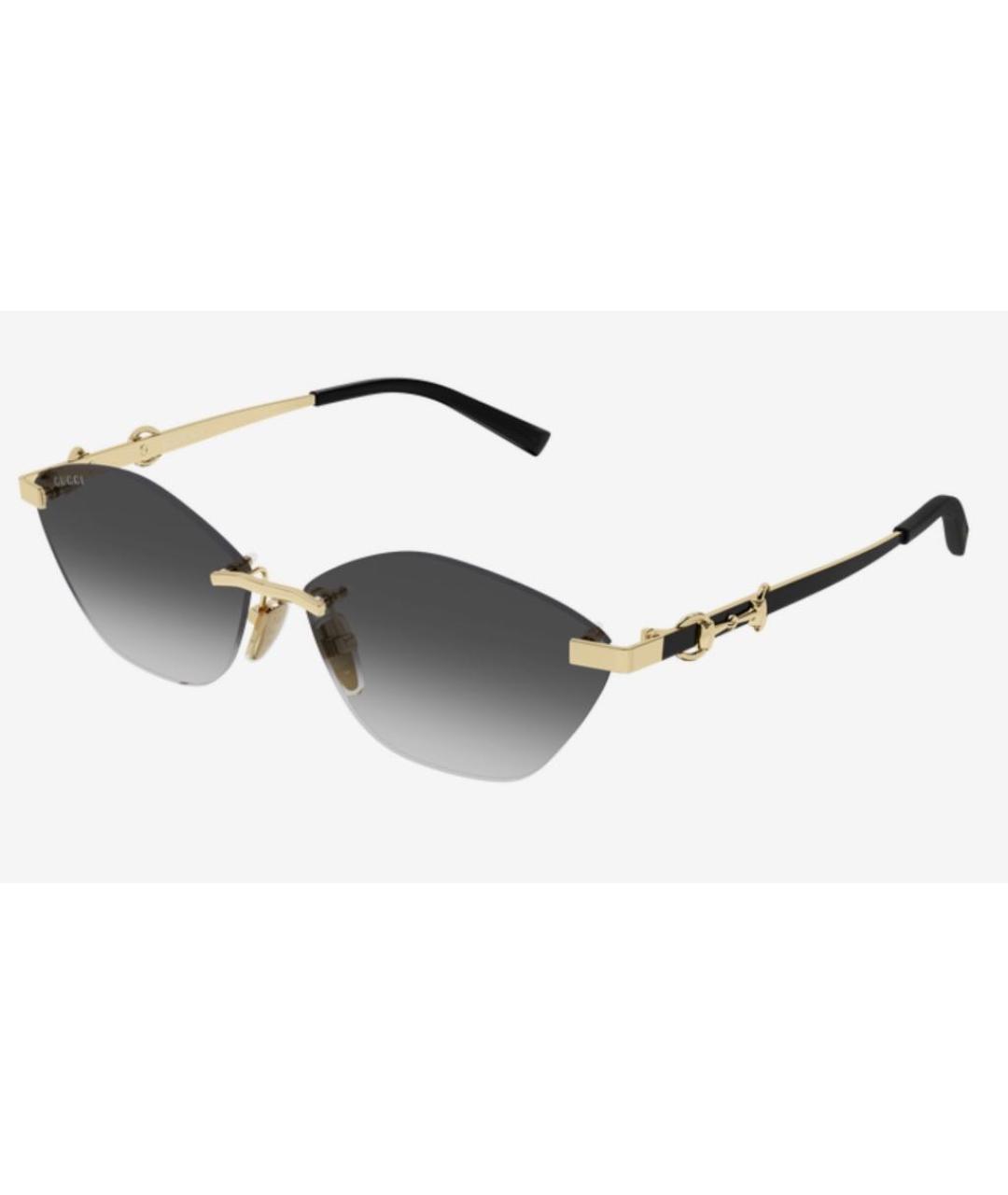 GUCCI Золотые металлические солнцезащитные очки, фото 5