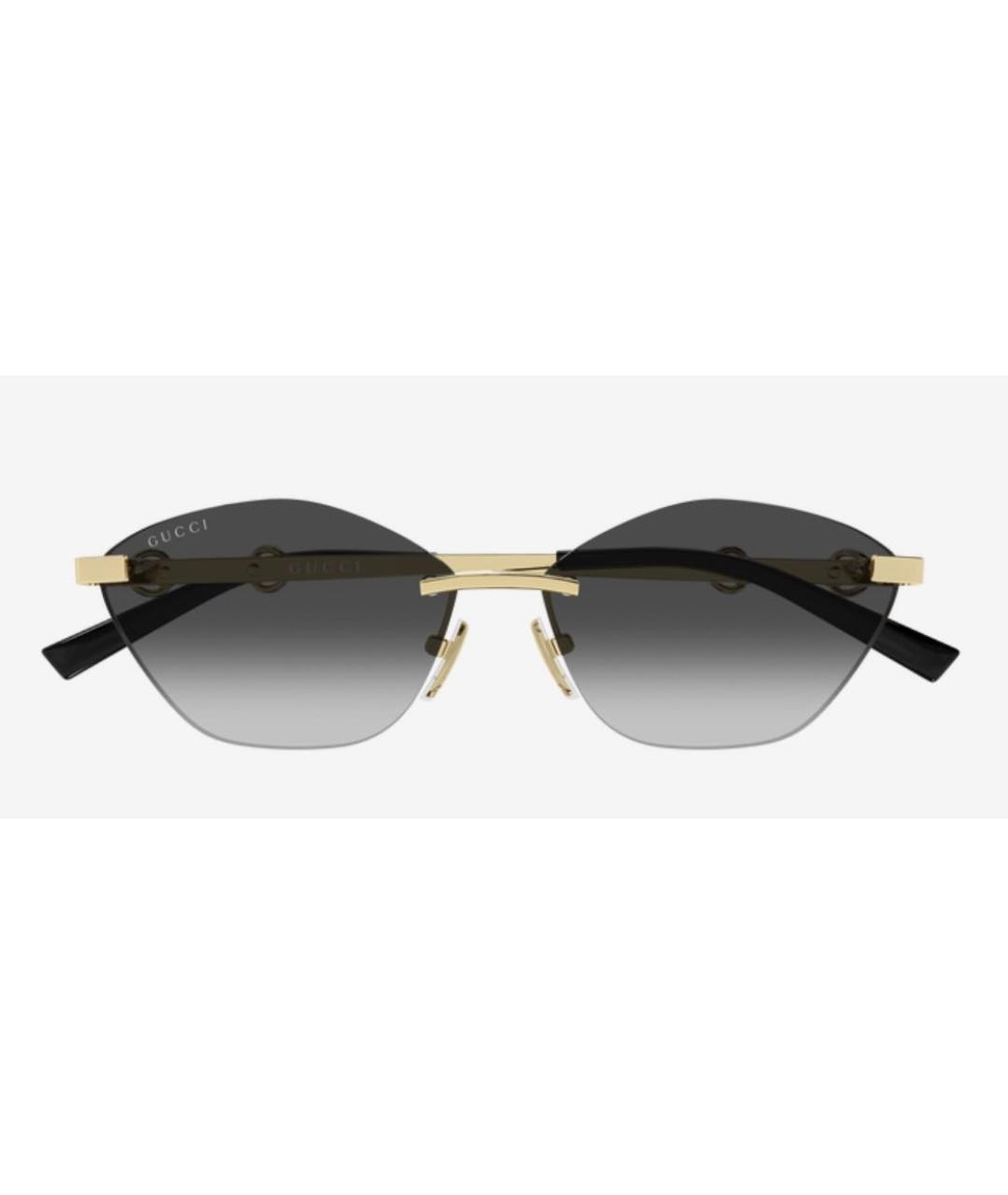 GUCCI Золотые металлические солнцезащитные очки, фото 3