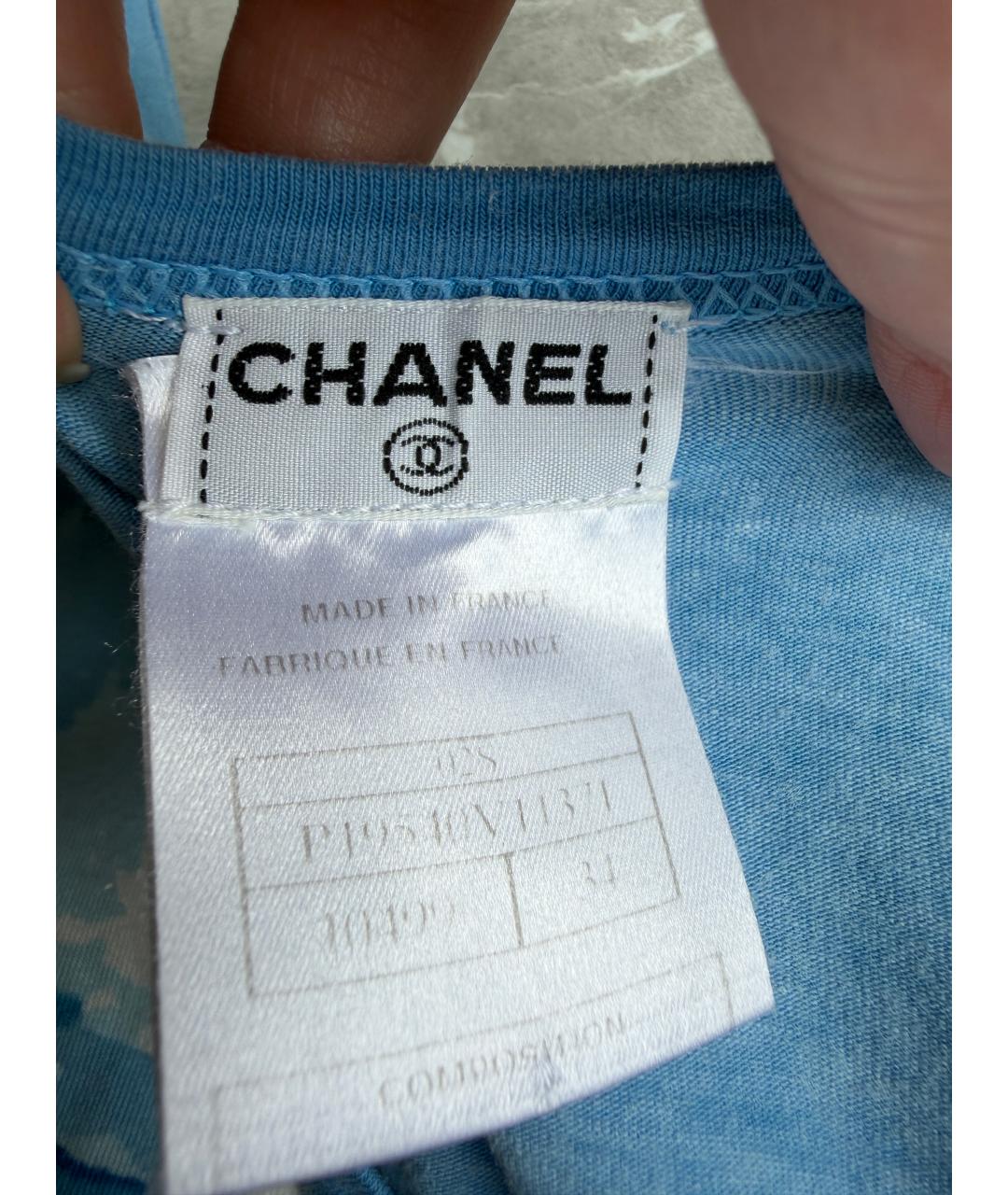 CHANEL Синяя хлопковая майка, фото 2