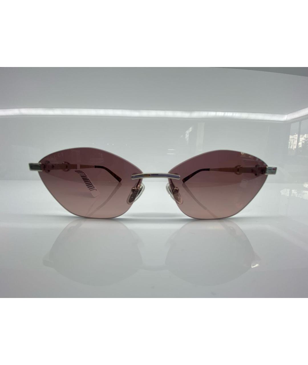 GUCCI Серебряные металлические солнцезащитные очки, фото 4