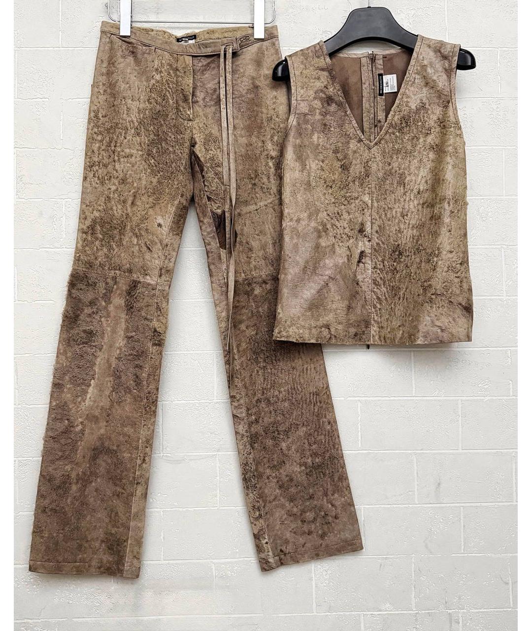 ANN DEMEULEMEESTER Коричневый кожаный костюм с брюками, фото 5