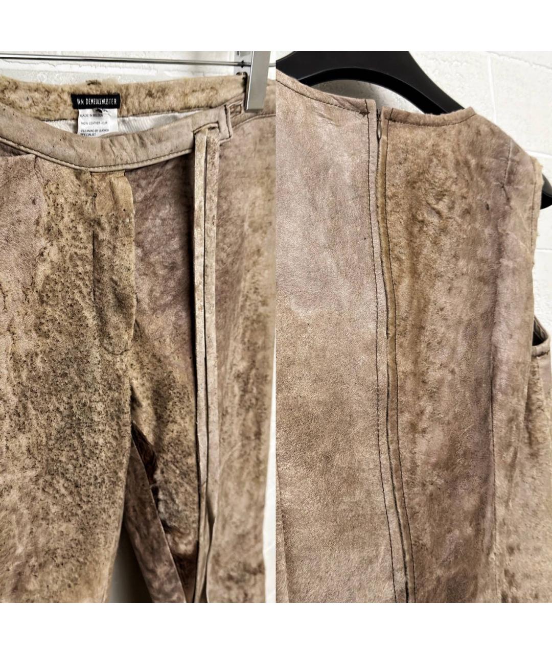 ANN DEMEULEMEESTER Коричневый кожаный костюм с брюками, фото 6