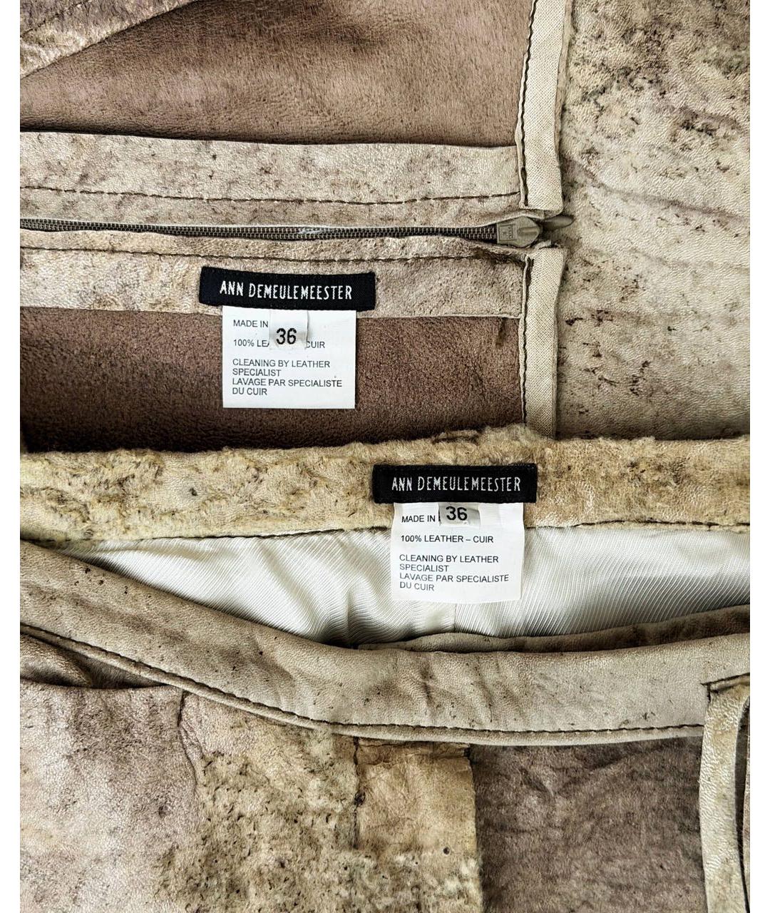 ANN DEMEULEMEESTER Коричневый кожаный костюм с брюками, фото 7
