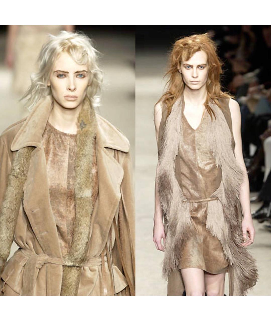 ANN DEMEULEMEESTER Коричневый кожаный костюм с брюками, фото 8