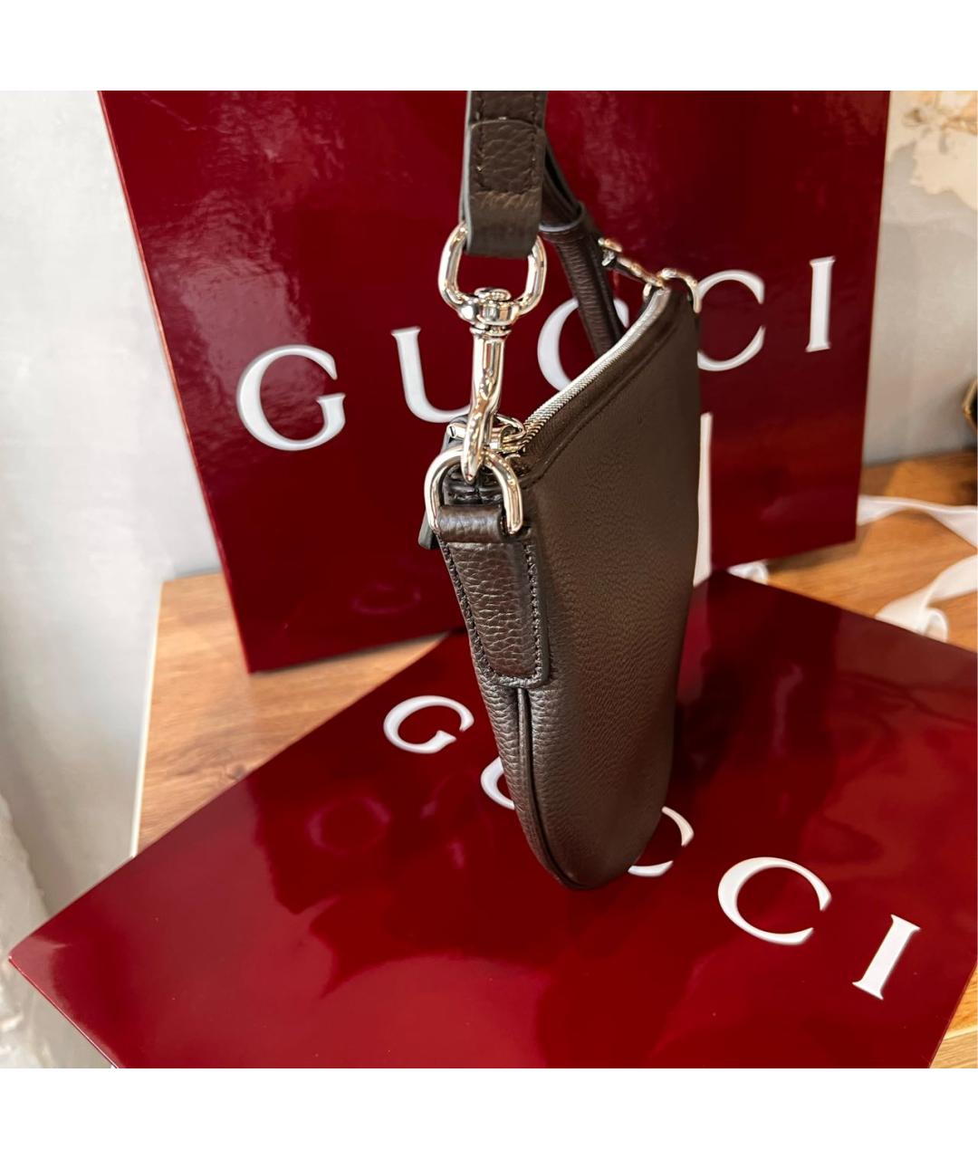 GUCCI Коричневая кожаная сумка через плечо, фото 2