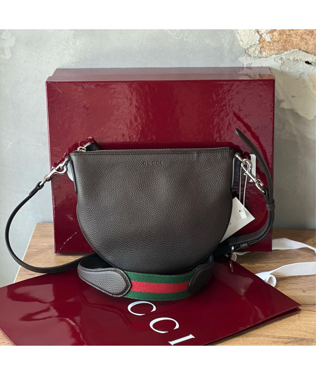 GUCCI Коричневая кожаная сумка через плечо, фото 5