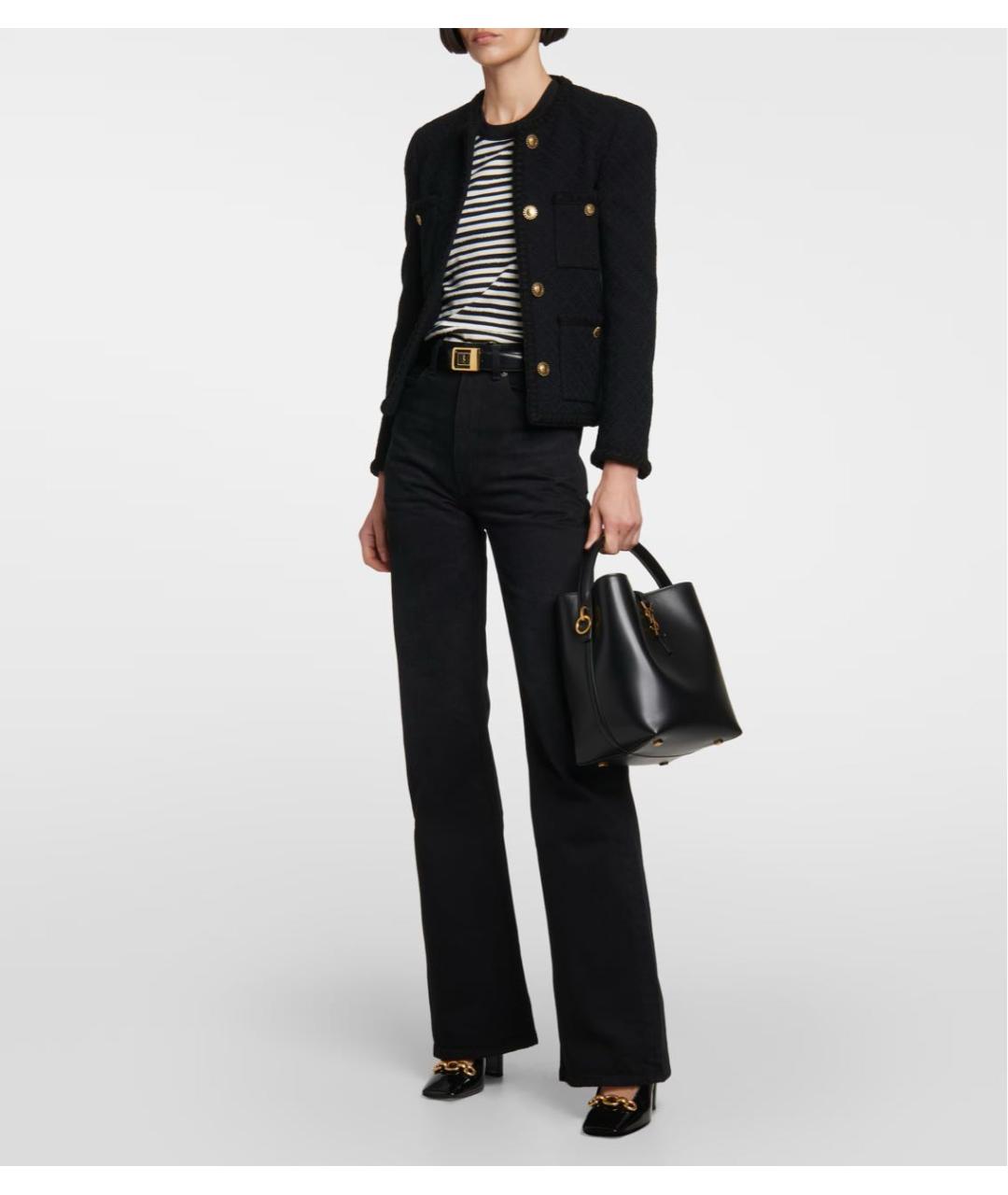 SAINT LAURENT Черная хлопковая майка, фото 8