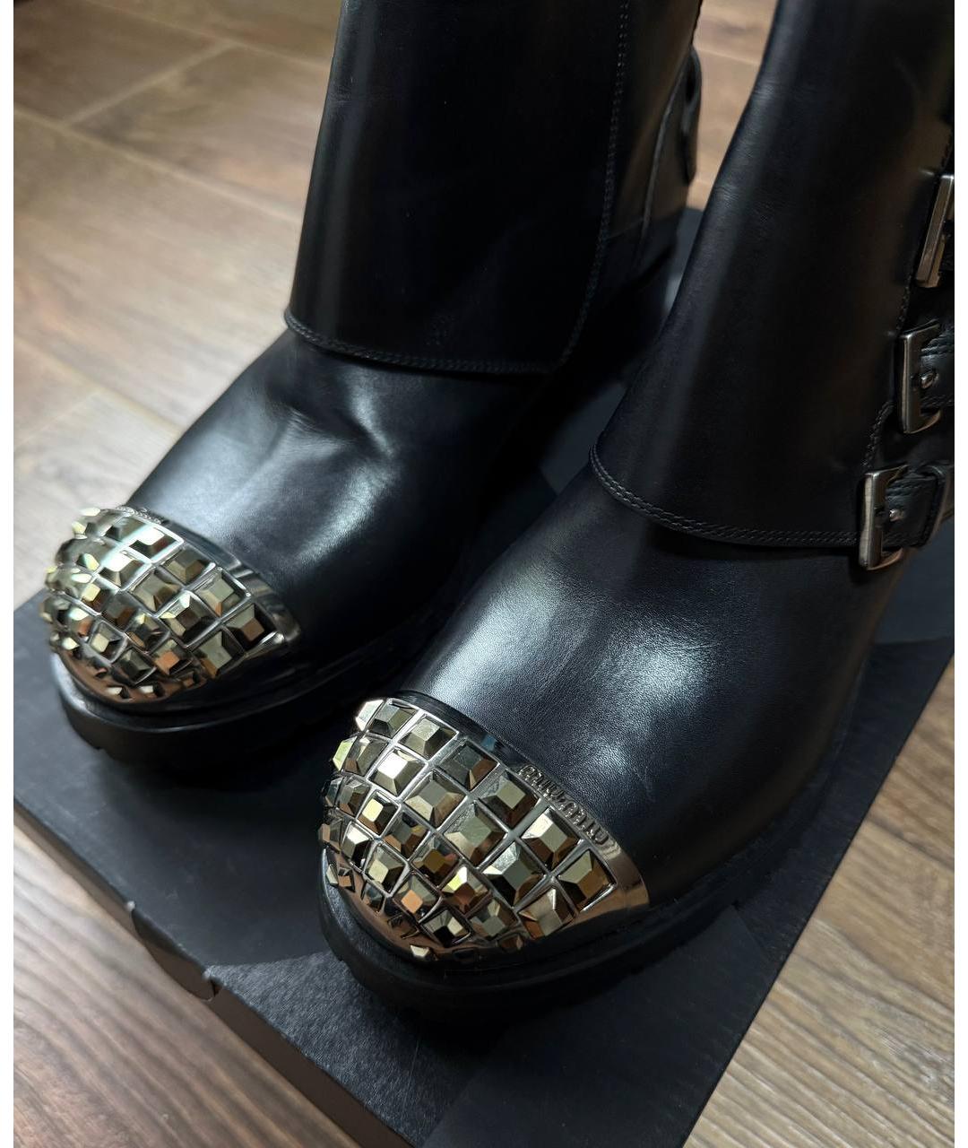 MIU MIU Черные кожаные ботинки, фото 3