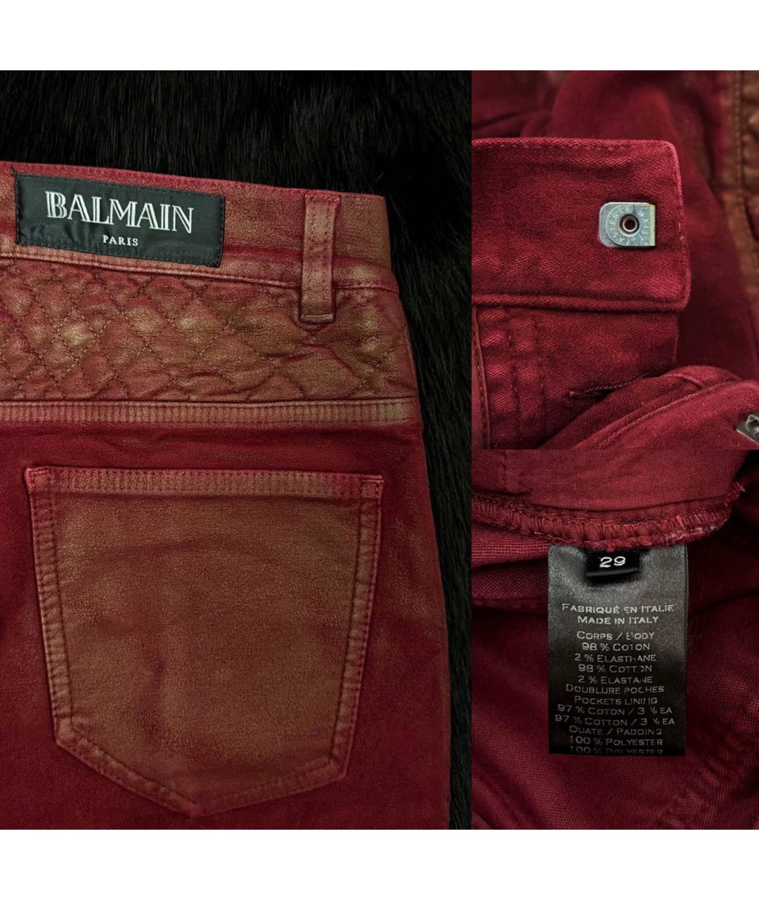 BALMAIN Красные прямые джинсы, фото 4