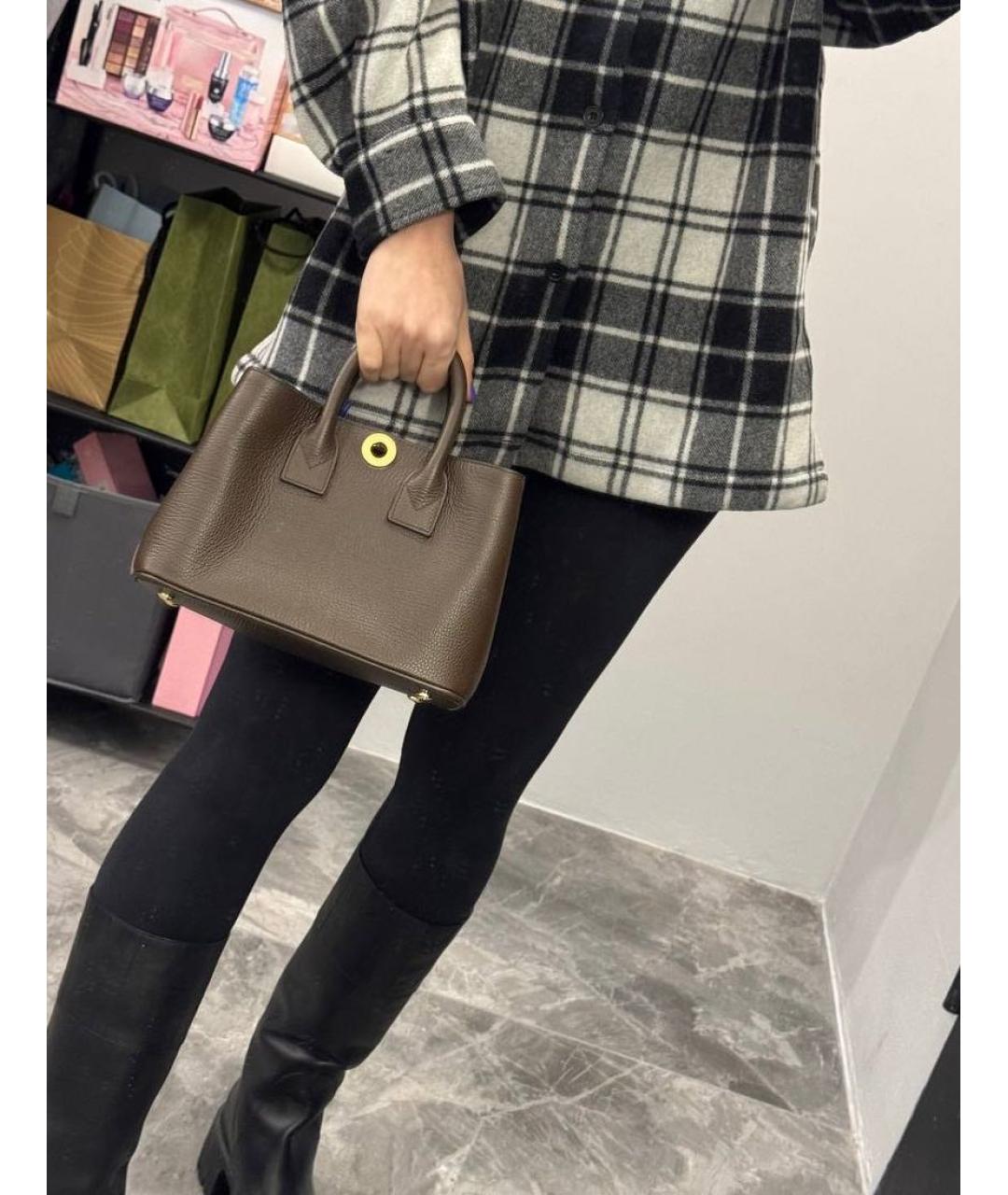BURBERRY Черная кожаная сумка с короткими ручками, фото 3