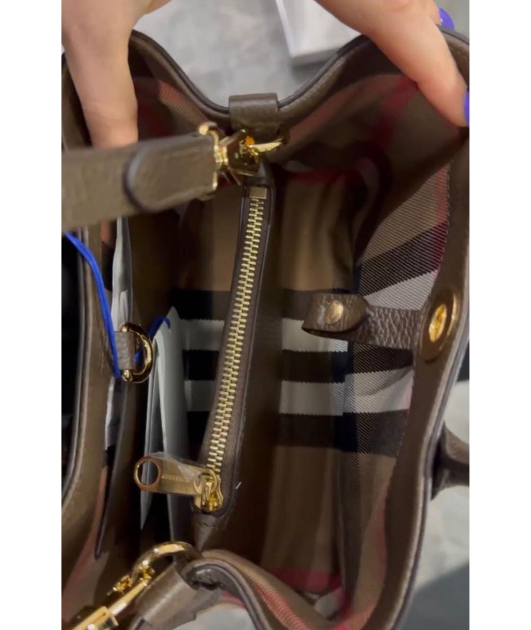 BURBERRY Черная кожаная сумка с короткими ручками, фото 2