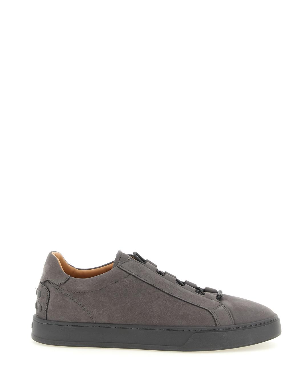 TOD'S Серые кожаные низкие кроссовки / кеды, фото 1