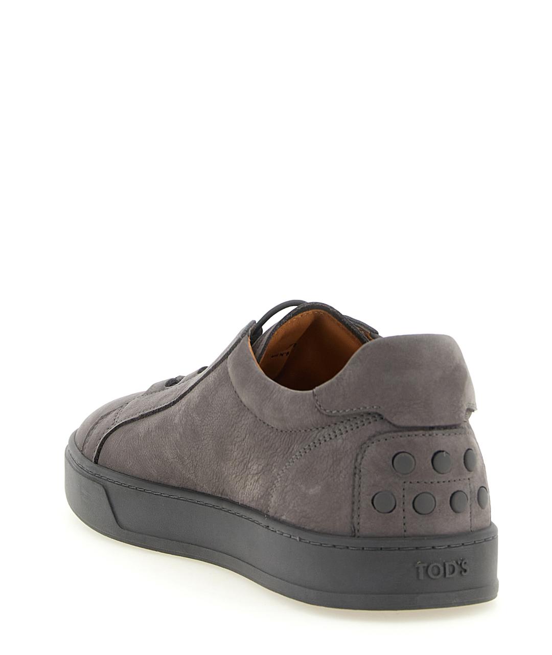 TOD'S Серые кожаные низкие кроссовки / кеды, фото 3